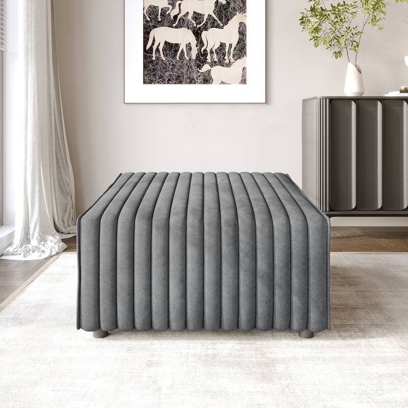 CraftPorch Contemporary Clean-Line Linen Upholstered Ottoman