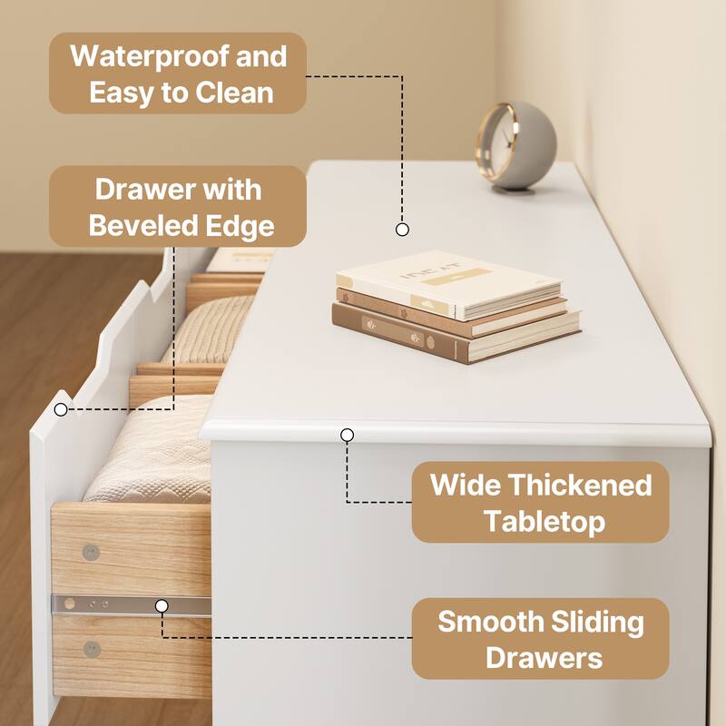 7 Dresser Storage Drawer Units Chest Of Drawers, Dresser With Recessed Distinctive Handles