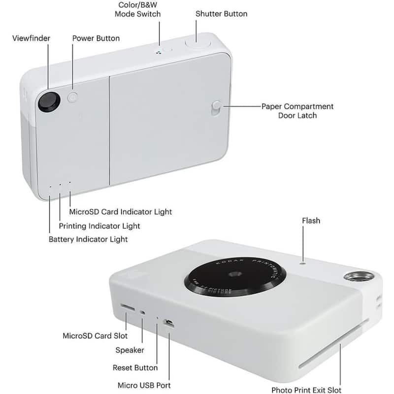 Kodak Printomatic 5MP Instant Print Camera, Case & Zink Photo Paper (20 Sheets) Bundle - N/A