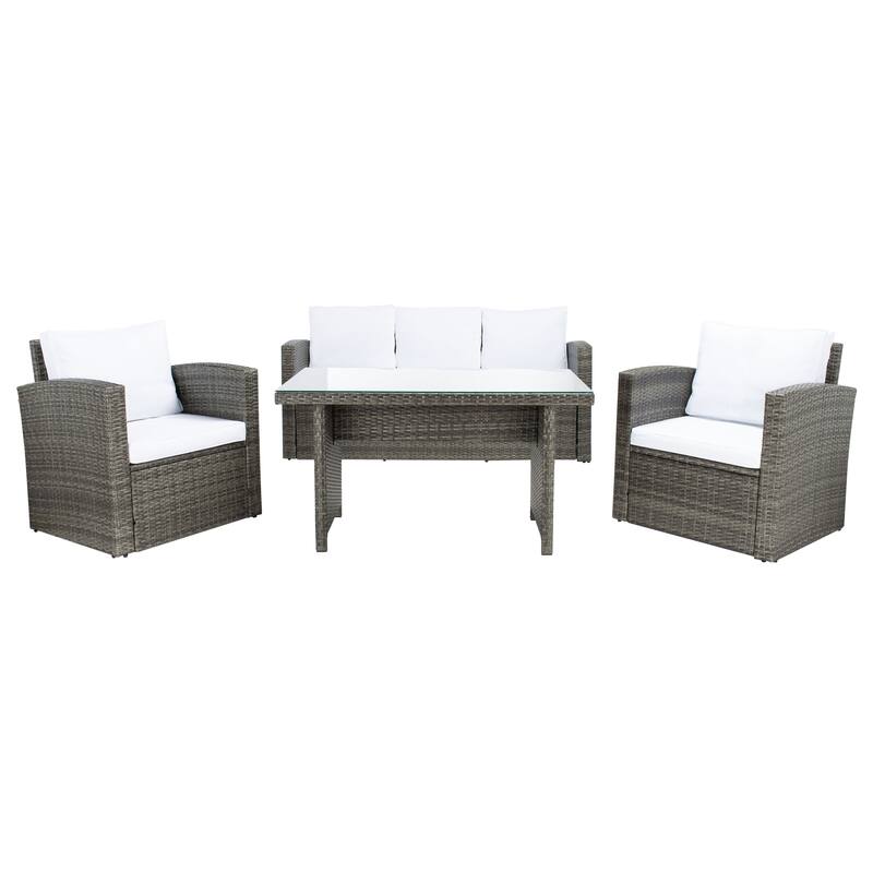 SAFAVIEH Outdoor Living Nyra 4-Piece Patio Dining Set - 70"W x 32"D x 27"H