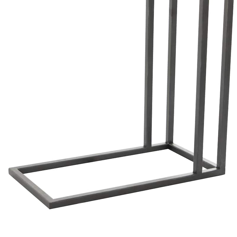 Black Metal Rustic Accent Table with Brown Wood Top
