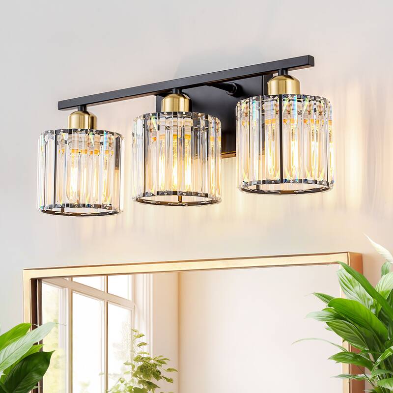 Starsky 3-Light 19inch Modern Bathroom Glass Crystal Vanity Light Wall Sconces