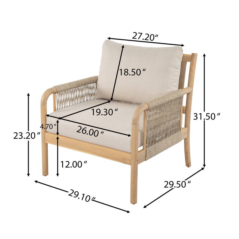 Christopher Knight Home - Modern Outdoor Solid Wood 7-Piece Conversational Sofa Set with Coffee Table - 6 - Seater