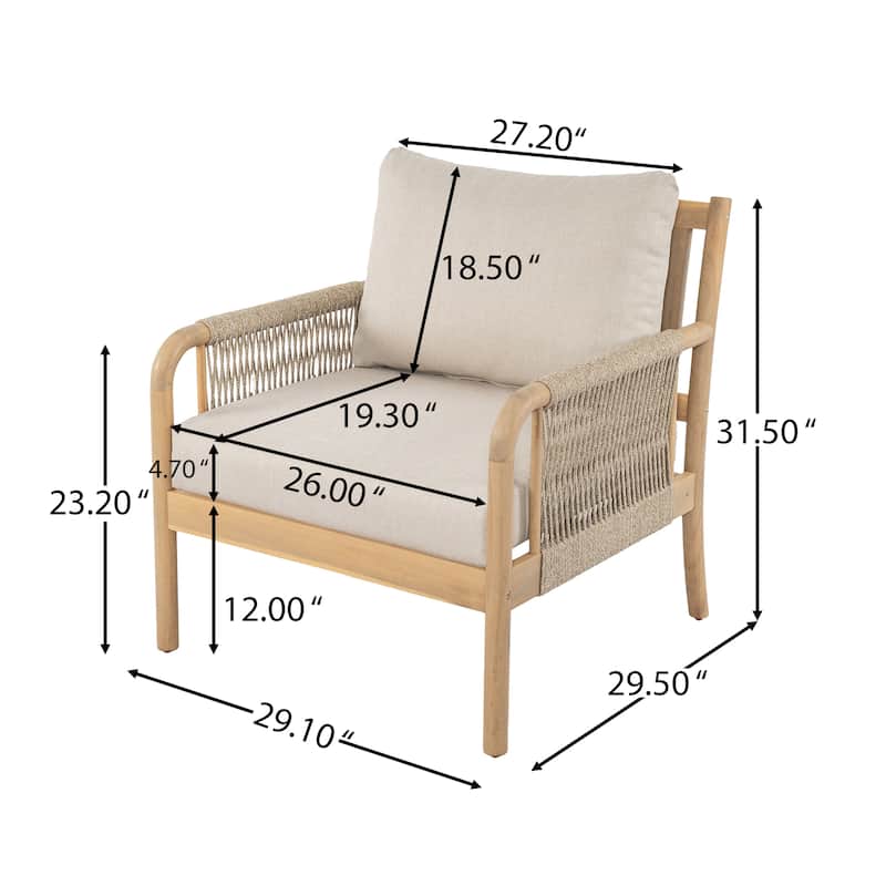 Scott Living Casper Outdoor Club Chair Acacia Wood and Woven Rope