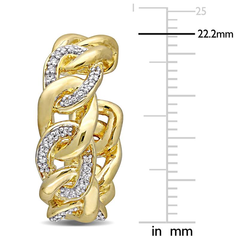 Miadora Yellow Plated Sterling Silver 1/4ct TDW Diamond Infinity Link Hoop Earrings - 22.2mm x 7mm x 19.3mm