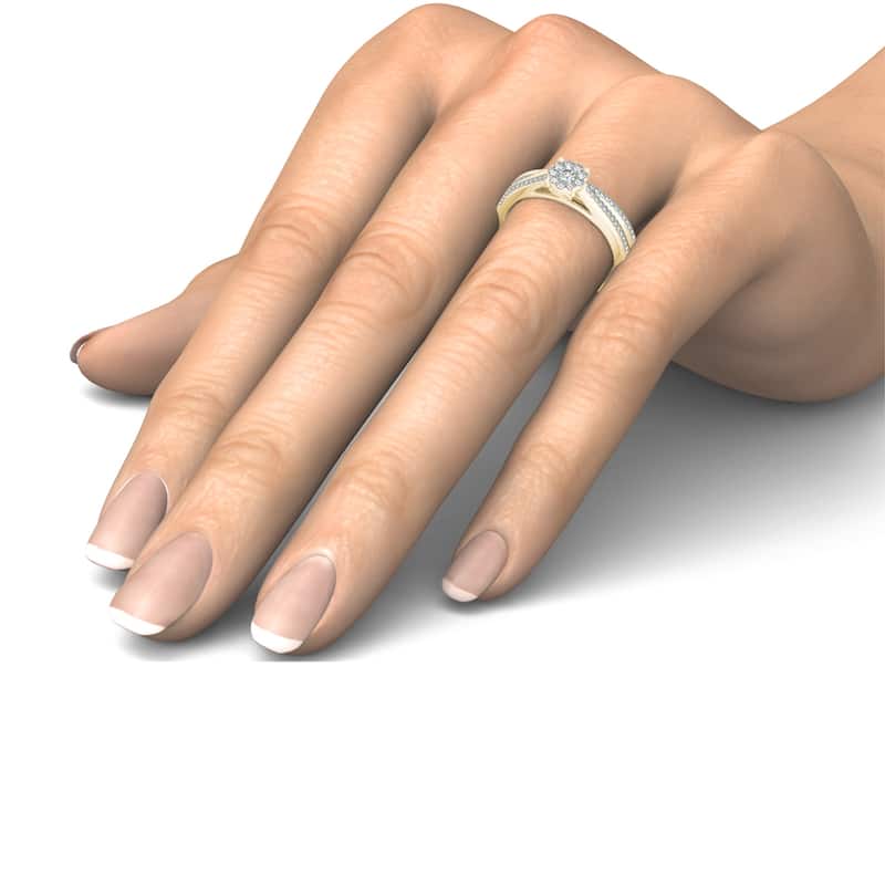 1/3ct TDW Diamond Cluster Bridal Set in 10K Gold for Women