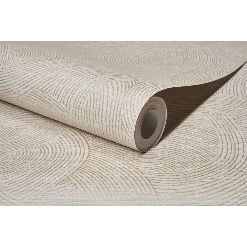 Chesapeake Harrison Pewter Swirling Geometric Wallpaper