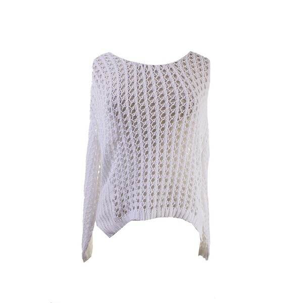 Kiind Of White Long-Sleeve Open-Knit Hi-Lo Sweater M