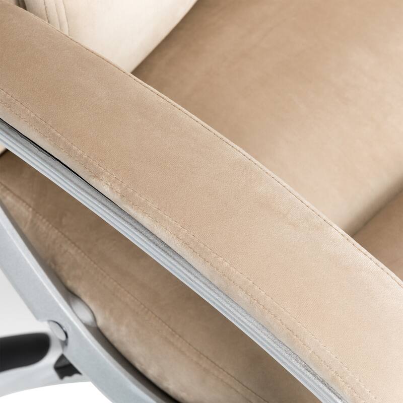 Glitzhome Beige Velvet High Back Adjustable Swivel Ergonomic Desk Office Chair