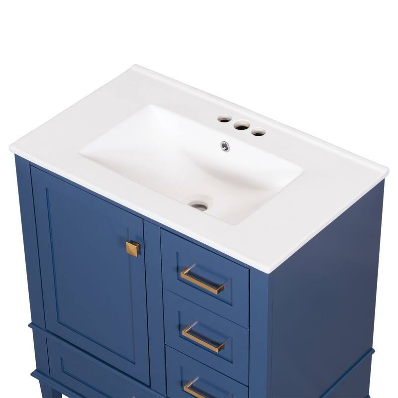 30" Elegantly Modern Bathroom Vanity with Sink Combo Set and 1 Soft Closing Door and 3 Drawers