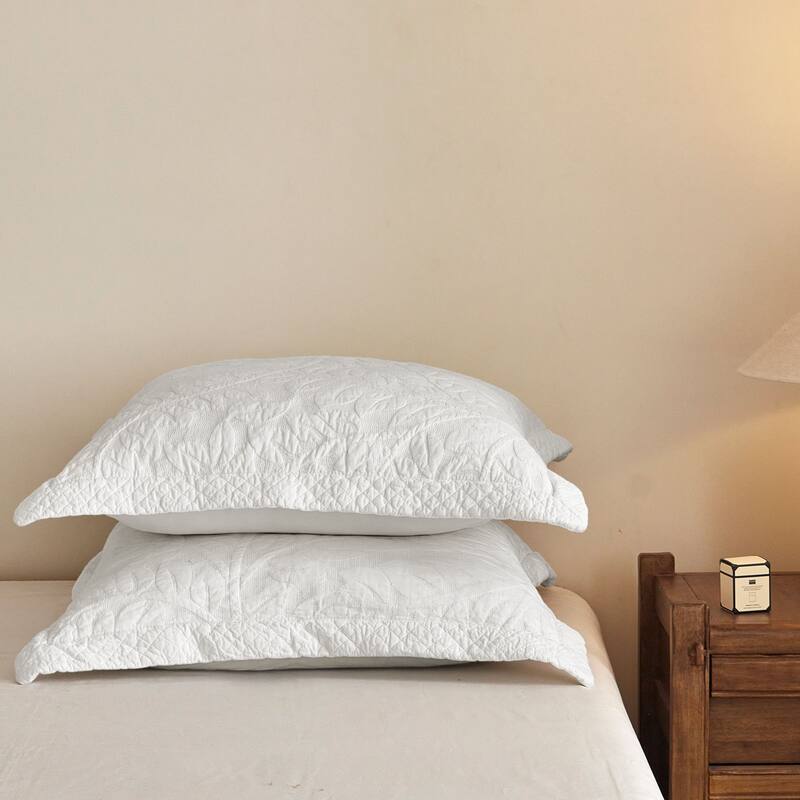 2 Pcs Cotton Embroidered Quilted Euro Shams 26"x26"