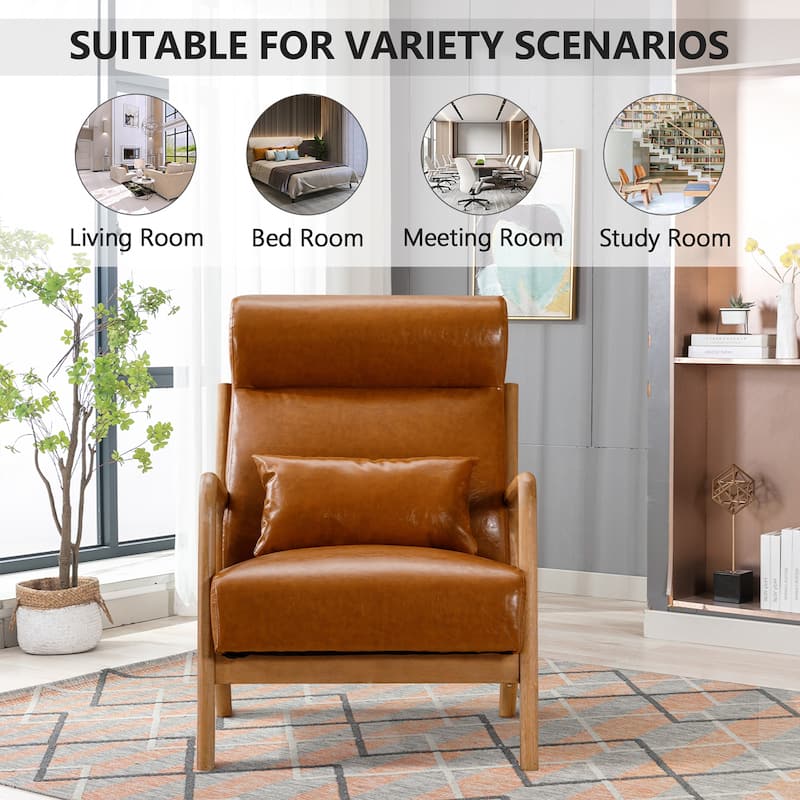 Single Lounge Armchair with Solid Wood Frame