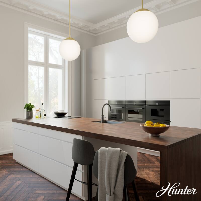 Hunter Hepburn 1 Light Pendant - Kitchen Island, Bedroom, Foyer - Globe, Mid-Century Modern, Art-Deco