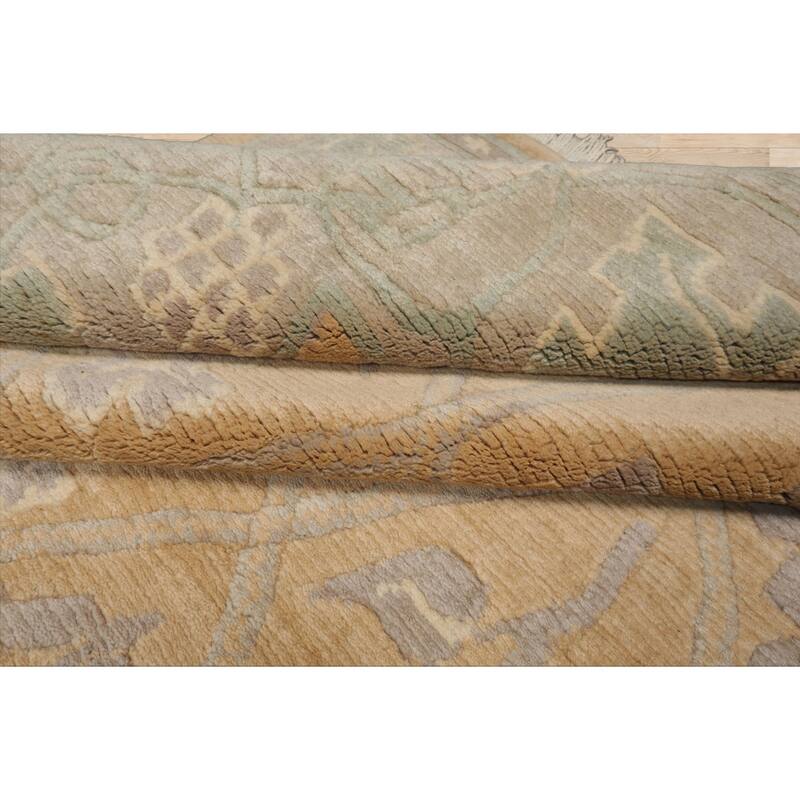 8x10 Hand Knotted Wool Tan Tibetan aesthetic Plush Pile Tufenkian Rug - 8' x 10'