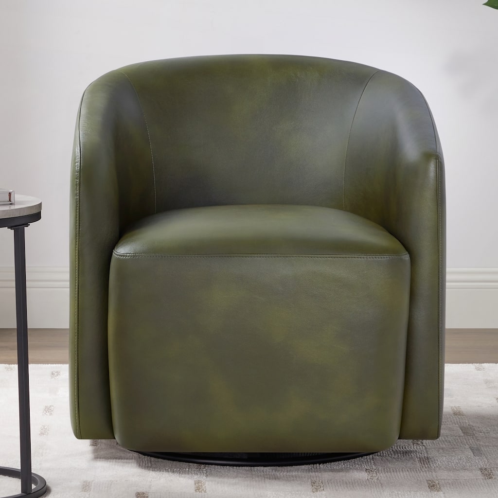 Faux Leather Swivel Barrel Chair