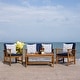 preview thumbnail 19 of 117, SAFAVIEH Fontana 4-piece Acacia Solid Wood Outdoor Conversation Patio Set
