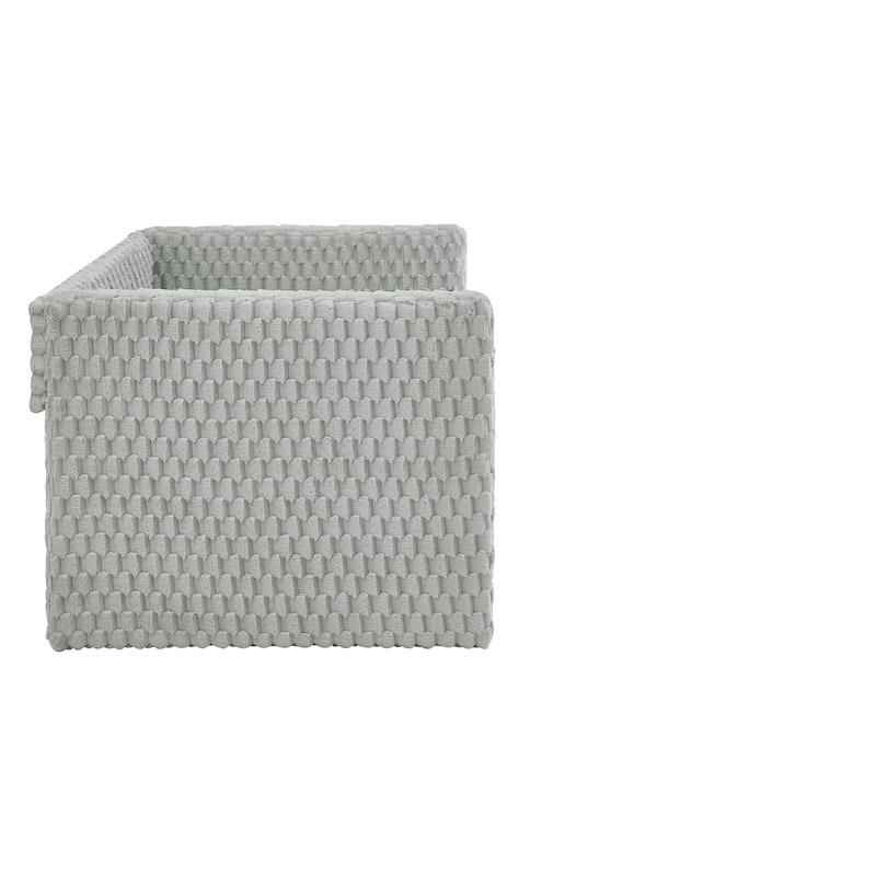 Twin Size Convertible Daybed with Plaid Corduroy Upholstered Sofa Bed Pull-Out Trundle (Space-Saving Design)