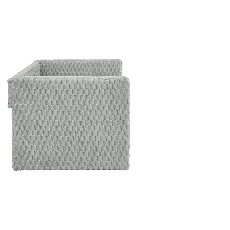 Twin Size Daybed, Upholstered sofa bed,The bottom pulls out to form a bed ,Plaid corduroy fabric- Dark grey(86"*43.5"*34")