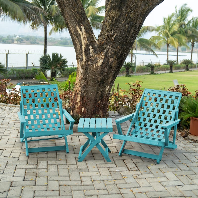 Aspen Fully Assembled All-Weather HDPE Outdoor Folding Lounge Chair with Removable Cushion