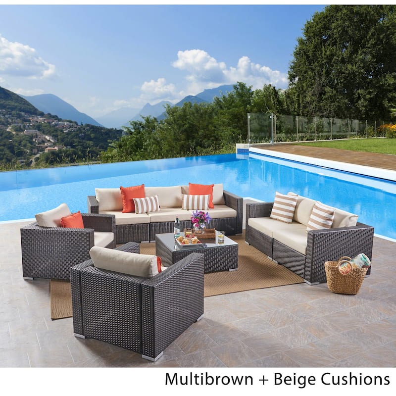 Santa Rosa Outdoor 8-pc. Wicker Chat Set by Christopher Knight Home - 8 Piece Set