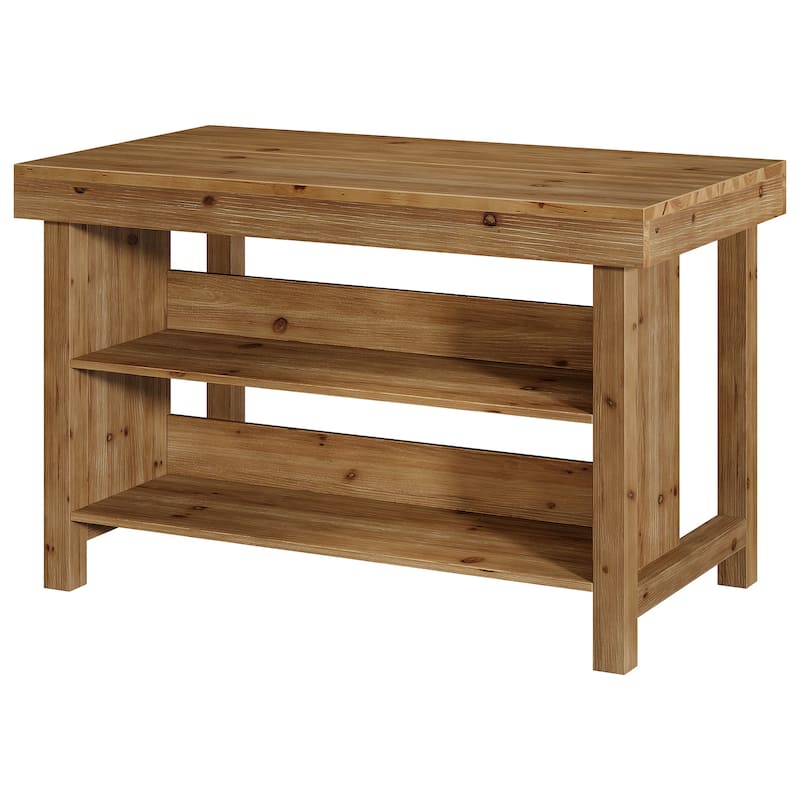 Solid Wood Kitchen Island, Open Storage Counter Height Table, Kitchen Dining/Living Room Coffee Bar Accent Island