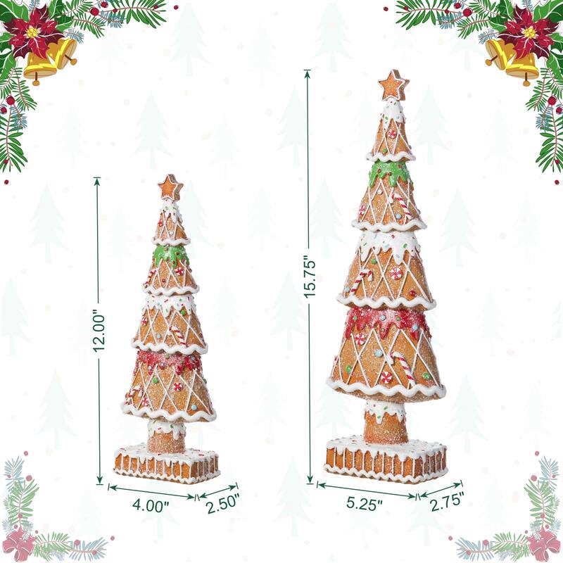 Glitzhome Set of 2 Resin Christmas Tree Table Decor