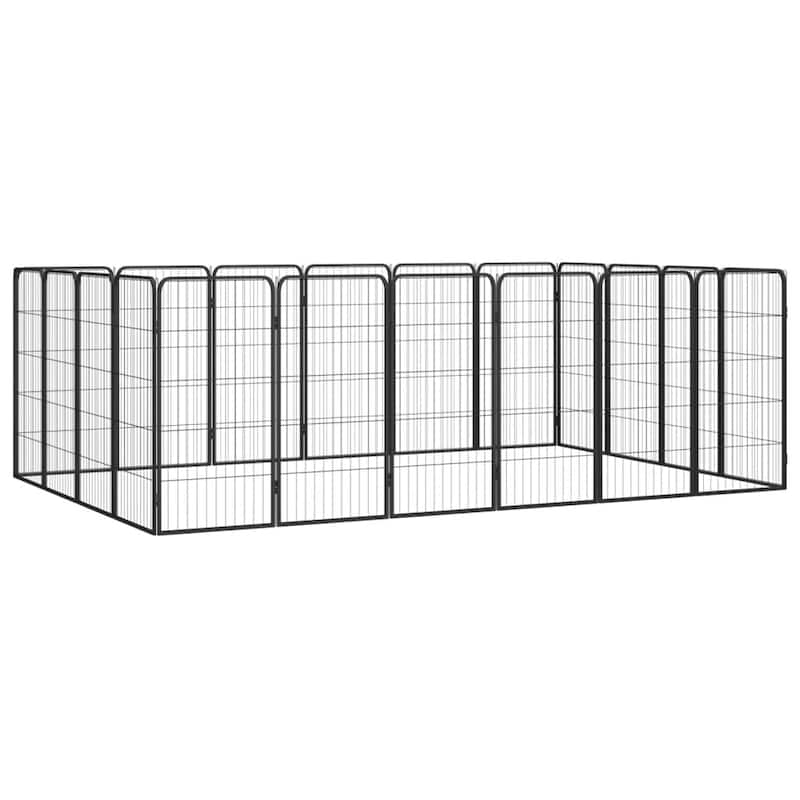 vidaXL Dog Playpen Kennel Dog Cage Puppy Pet Exercise Wire Fence Steel Black - 118.1" x 78.7" x 39.4"