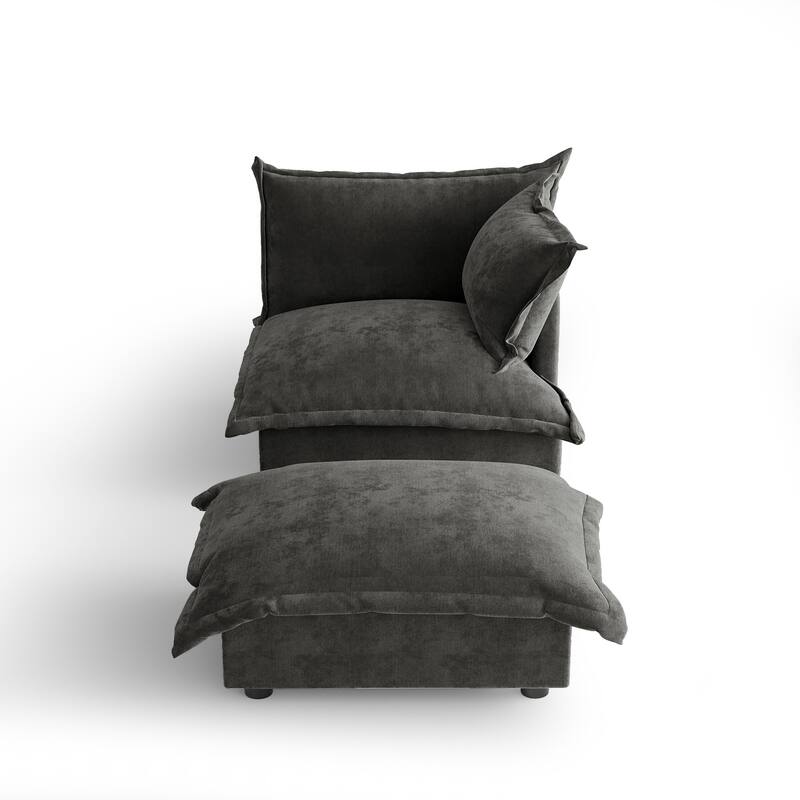 Modern Cloud Chaise Longue Accent Chair with Ottoman set