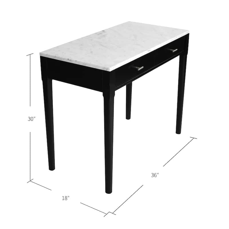 Meno 36" Rectangular Italian Carrara White Marble Console Table with Legs