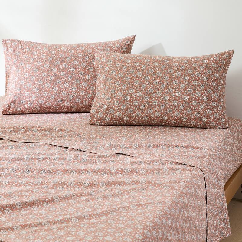 Lush Decor Zara Floral Block Cotton Sheet Set