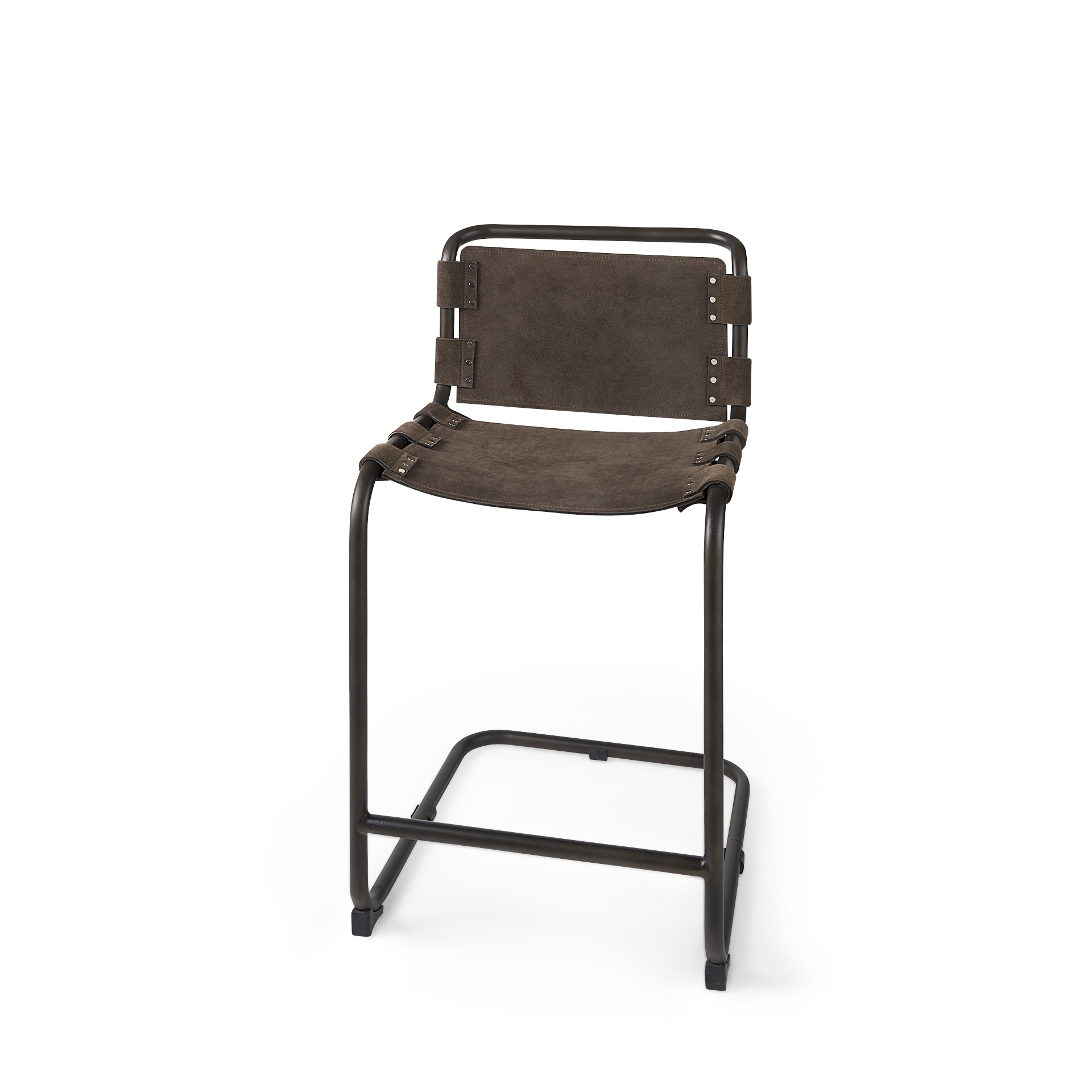 Leather and metal counter stools top