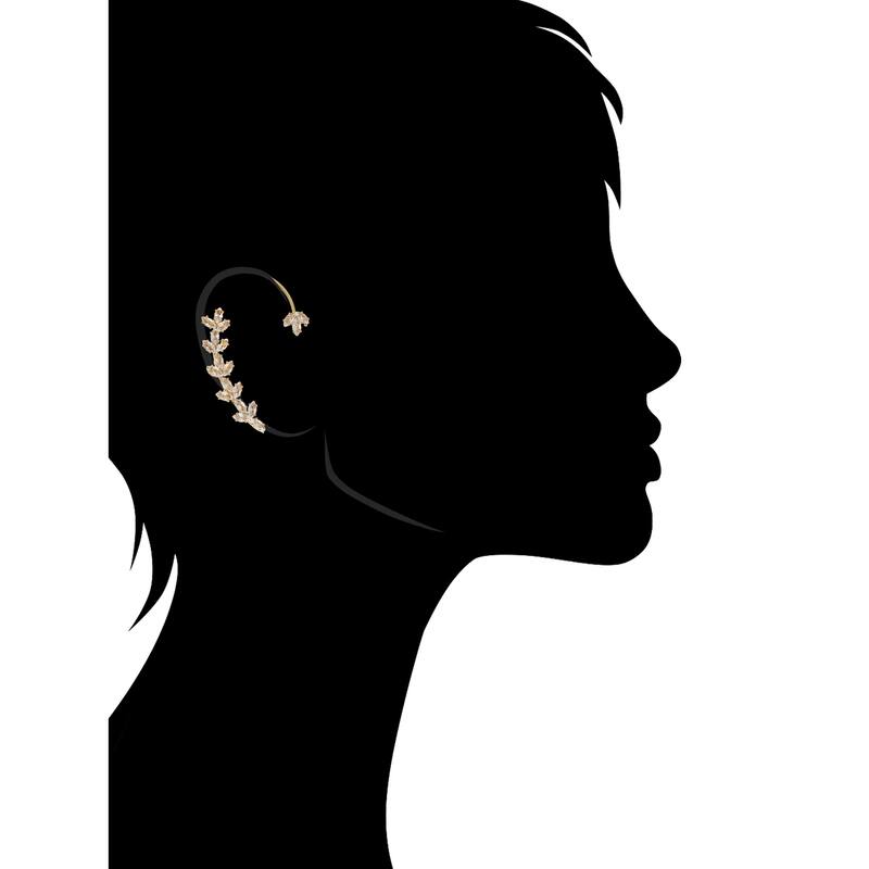 Rivka Friedman 18k Gold Plated Floral Crawler Slip On CZ Earring - 2.25"