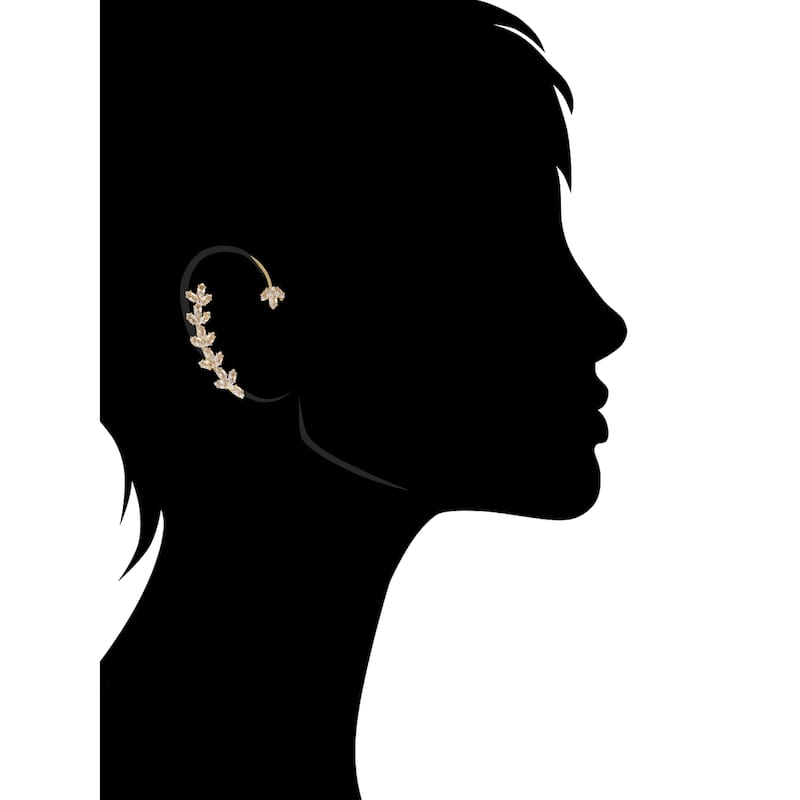 Rivka Friedman 18k Gold Plated Floral Crawler Slip On CZ Earring - 2.25"