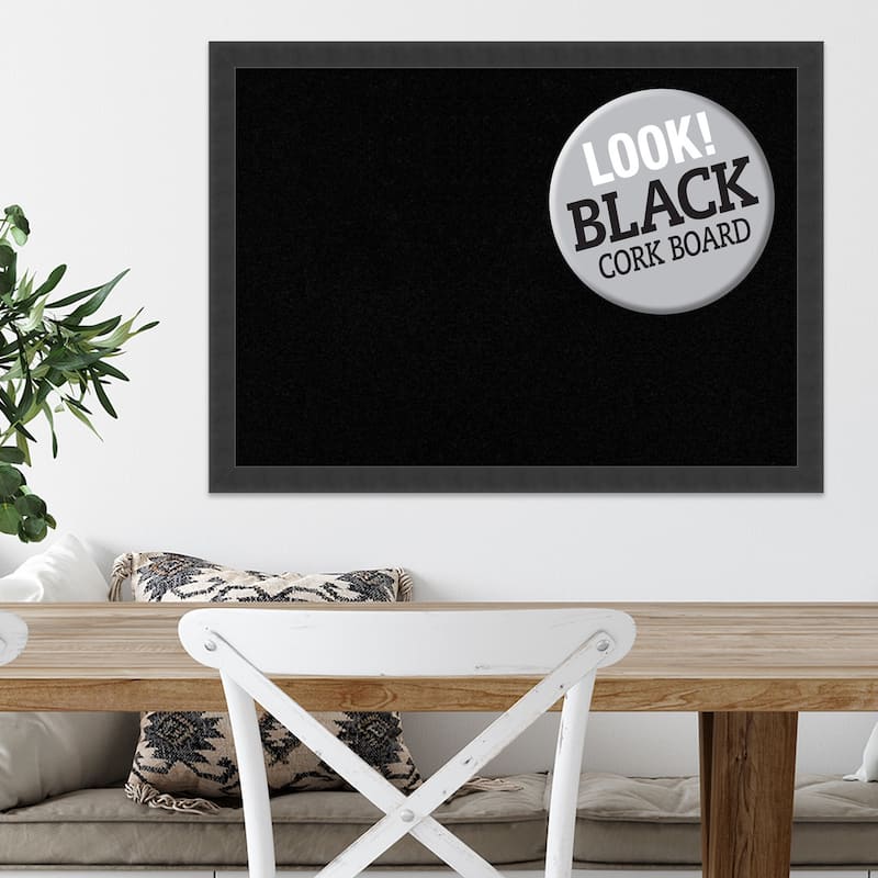 Framed Black Cork Board, Mezzanotte Black