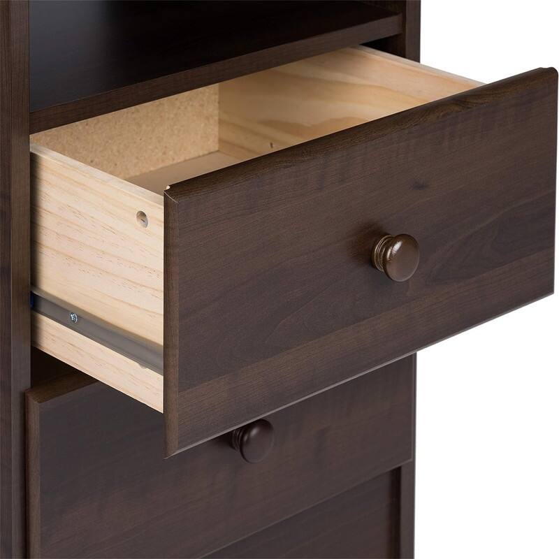 Astrid Simplistic Nightstand Side Table with 2 Drawers and Open Shelf