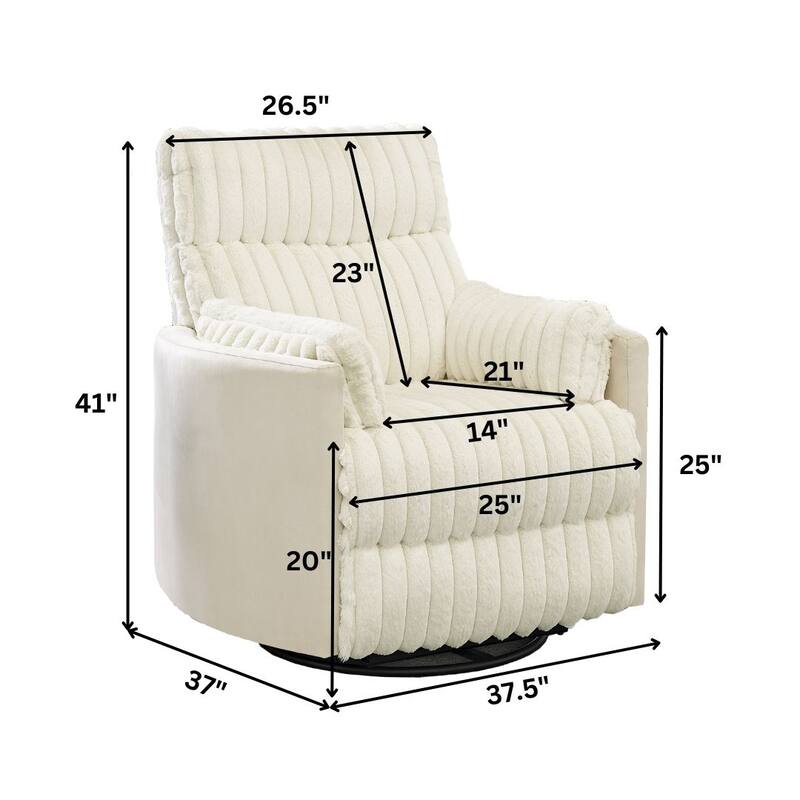 Swivel Recliner Chair with 360° Rotation, Manual Recline & Plush Arms