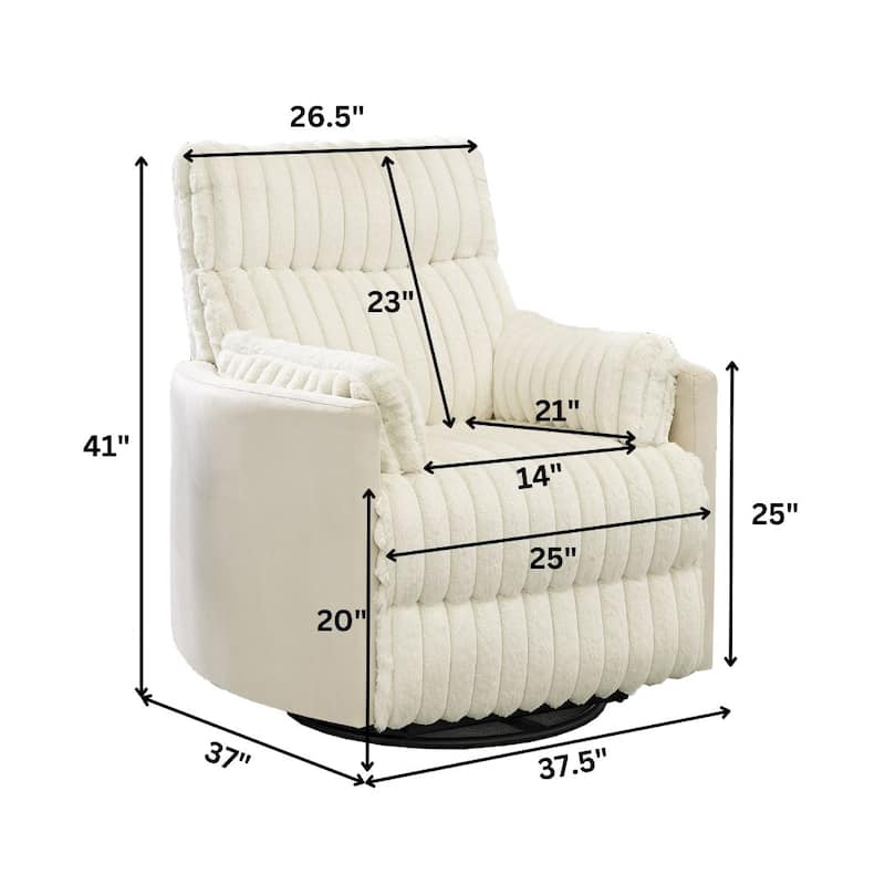 Swivel Recliner Chair with 360° Rotation and Manual Recline - Wide Plush Seat, Pillow-Top Arms, Pocket/Sinuous Springs