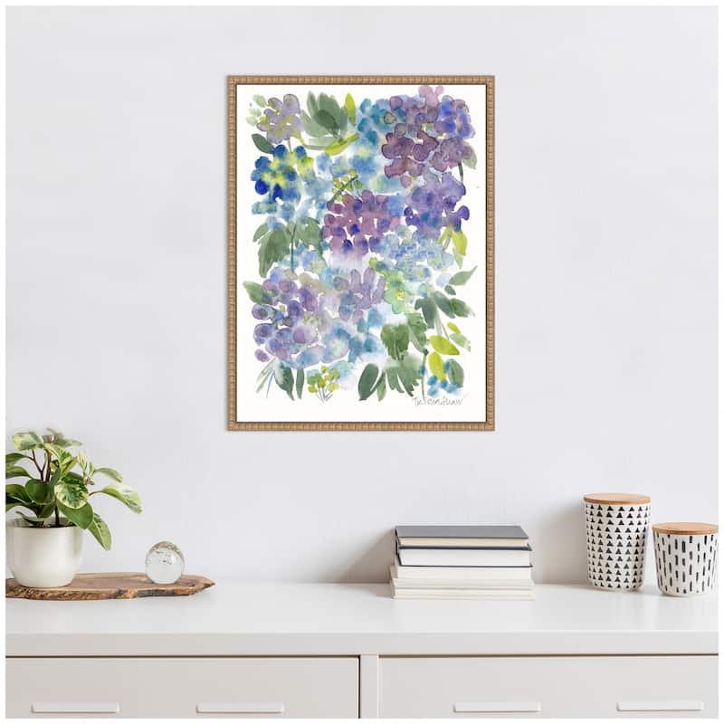 Kate and Laurel Sylvie Watercolor Purple Hydrafloral Framed Canvas by Patricia Shaw