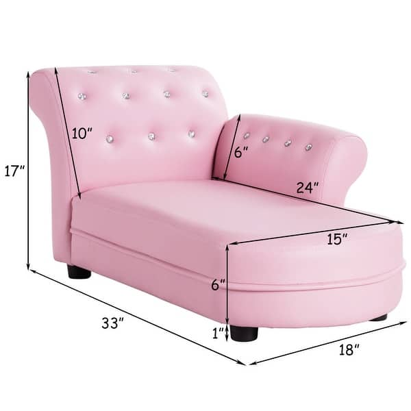 dimension image slide 0 of 2, Gymax Kids Sofa Relax Couch Chaise Lounge Armrest Chair Bedroom Living