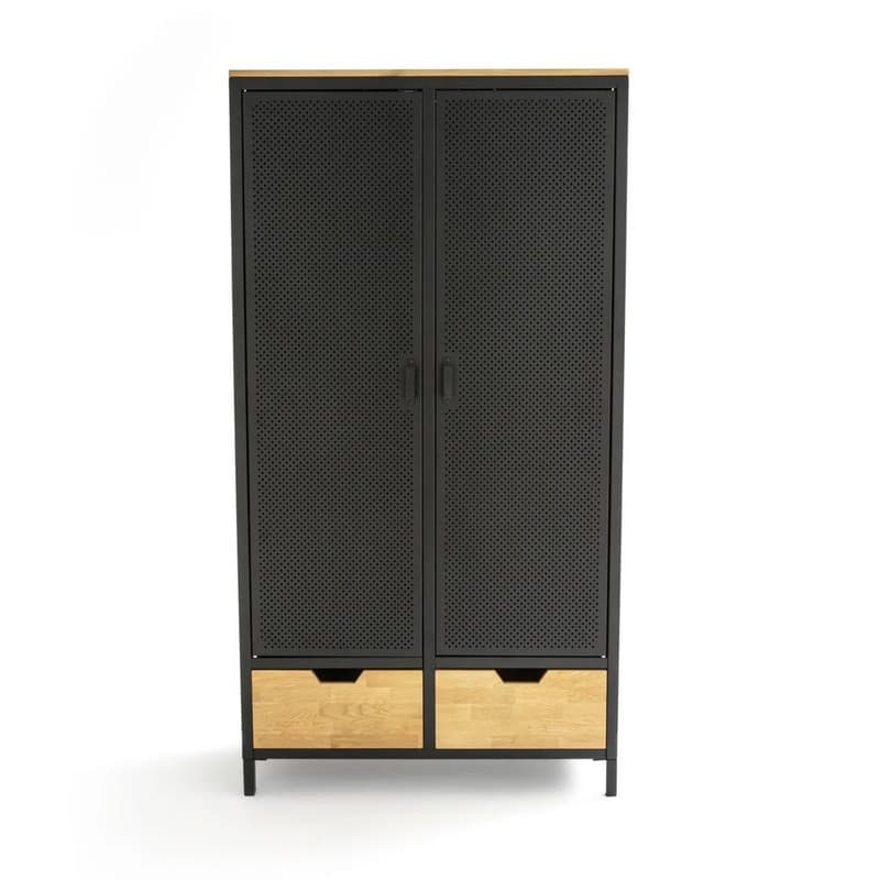 Agama 2 Door Metal and Oak Cabinet - 74.9"H *39.4"W *15.8"D