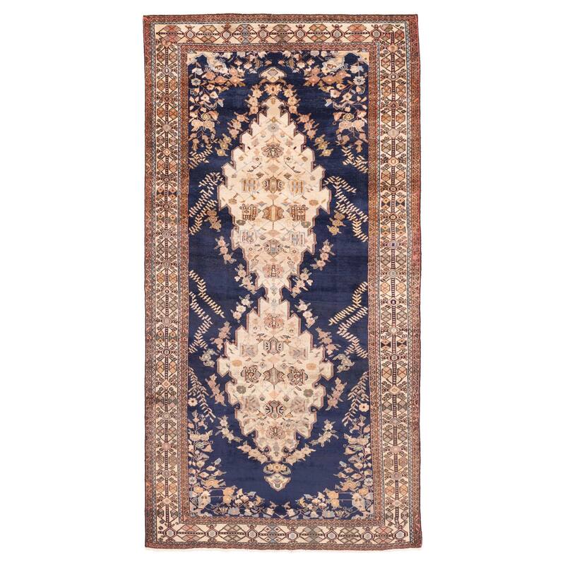 ECARPETGALLERY Hand-knotted Anatolian Vintage Dark Navy Wool Rug - 4'8 x 9'9
