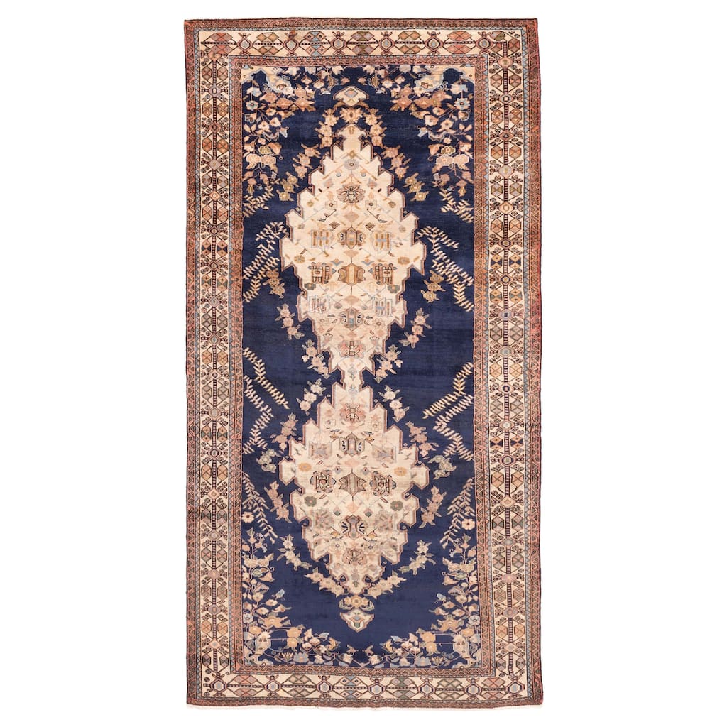 ECARPETGALLERY Hand-knotted Anatolian Vintage Dark Navy Wool Rug - 4'8 x 9'9