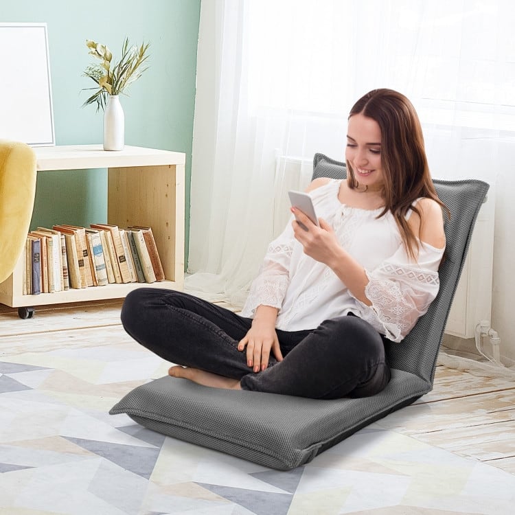 Adjustable 6-Position Folding Lazy Sofa Chair with Soft Cushion for Comfort - 39.5" x 18" x 3"