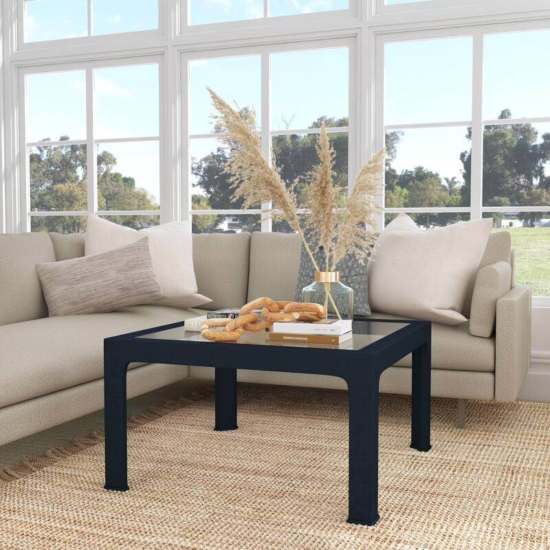 Chatham Glass and Raffia Square 36" Coffee Table