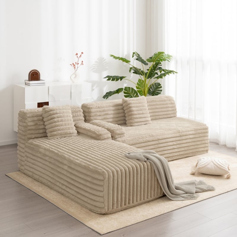 110" Cloud Sectional Sofa Upholstered Couch Free-combined Sofa