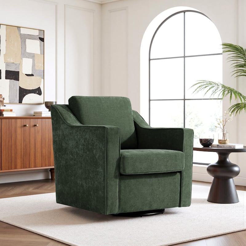 Modern 30.5" W Swivel Armchair Accent chair - CHENILLE GREEN