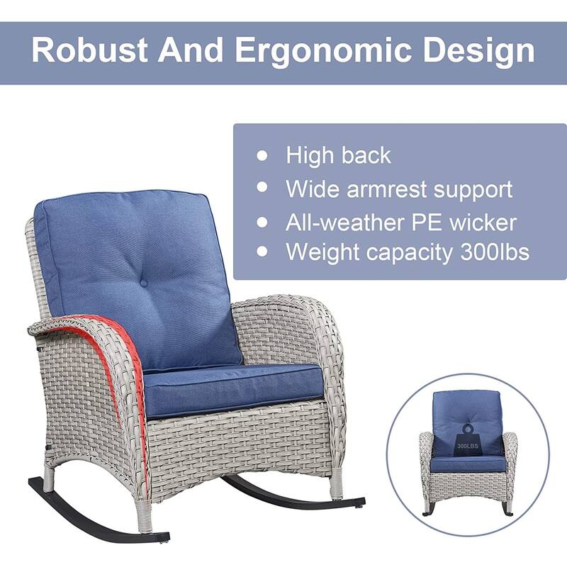 Gymojoy 7PCS Outdoor Loveseat Sofa Table Rocking Chair Furniture Set