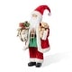 preview thumbnail 55 of 92, Glitzhome 18"H Faux Fur Christmas Santa Figurines with Porcelain Face