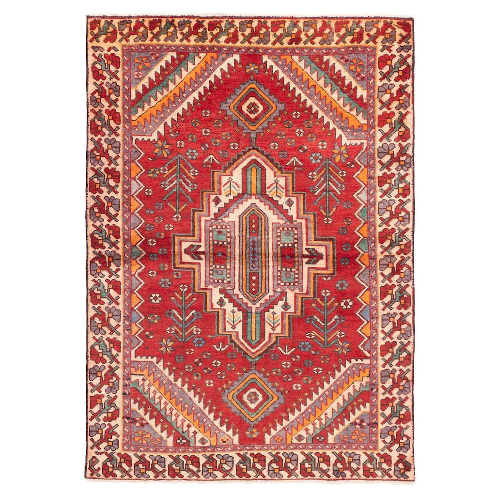 ECARPETGALLERY Hand-knotted Andelz Red Wool Rug - 4'6 x 6'9