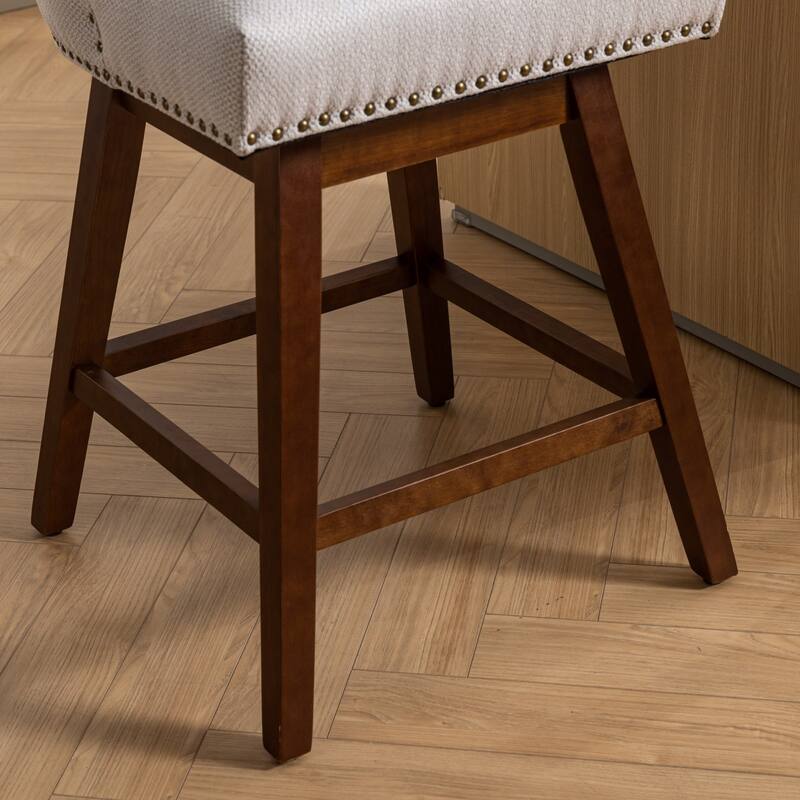 Counter Height Swivel Barstools, 26'' H Seat Height Fabric Upholstered Bar Stools Set of 2